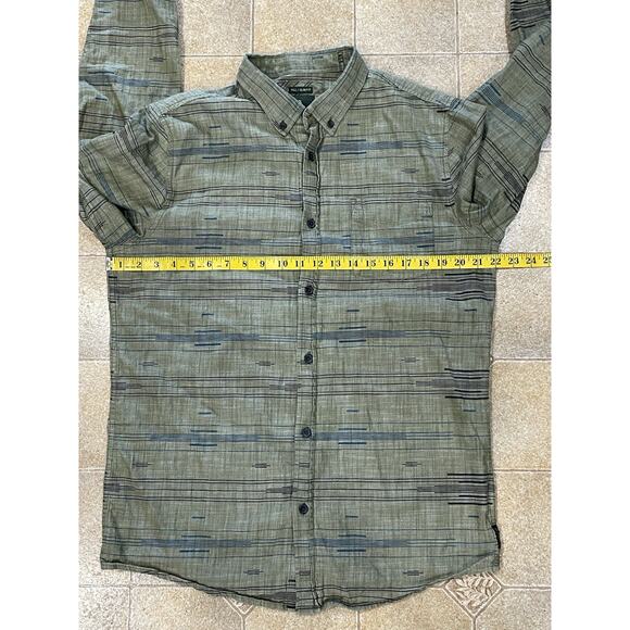 prAna Sz Tall Medium Slim Fit Organic Cotton Long Sleeve Green Button Down Shirt - Picture 5 of 13